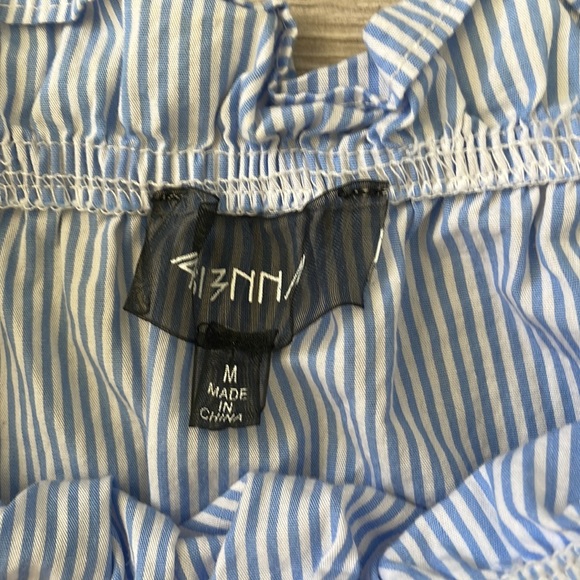 4si3nna off the shoulder bell sleeve blouse striped boho size medium - Picture 2 of 4